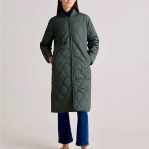 Quince Featherless Quilted Puffer Long Coat Verdant Green